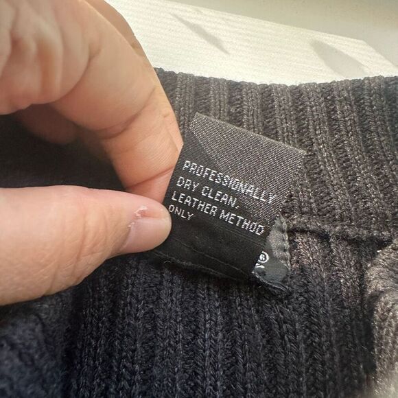 Women’s Vintage Full Zip Leather Mixed Media Ribbed Knit Sweater Vest sz‎ Large - Picture 7 of 8